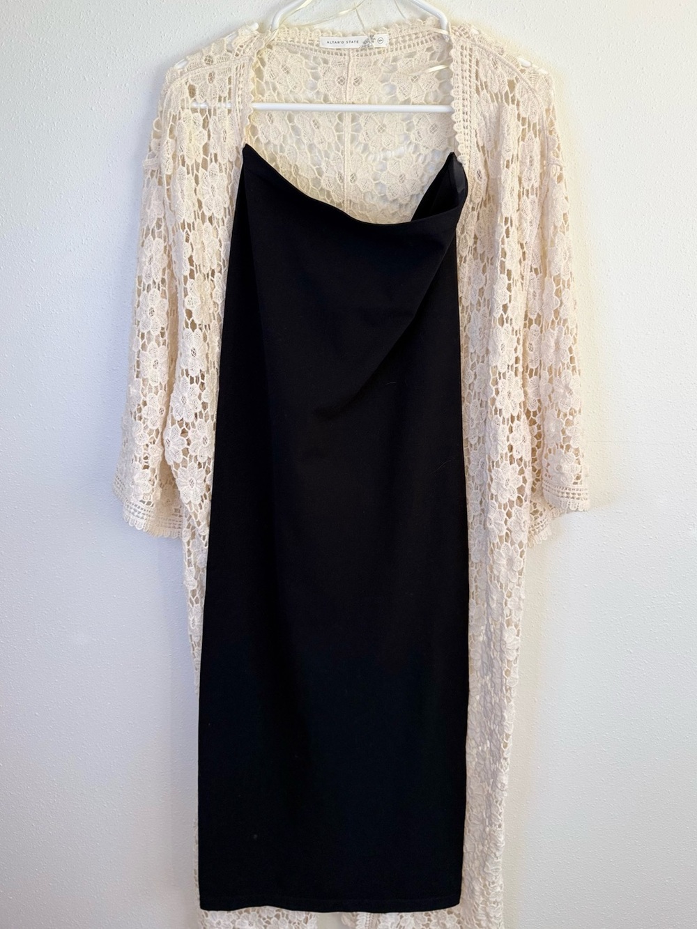 Altar’d State Cream Lace Kimono Duster Boho Sheer Cardigan S/M - Picture 2 of 11